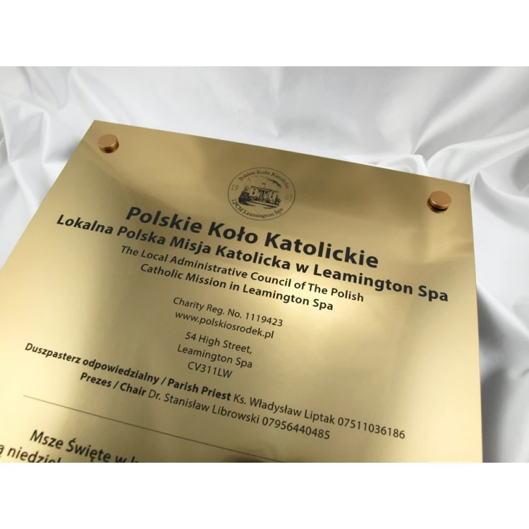 SZYLD GRAWEROWANY - złoty - SZ046 - wym. 360x420mm