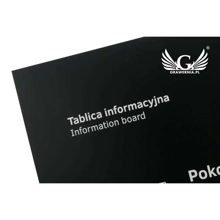 Szyld informacyjny grawerowany - czarny laminat gr. 3mm - wym. 53x86cm - SZ121