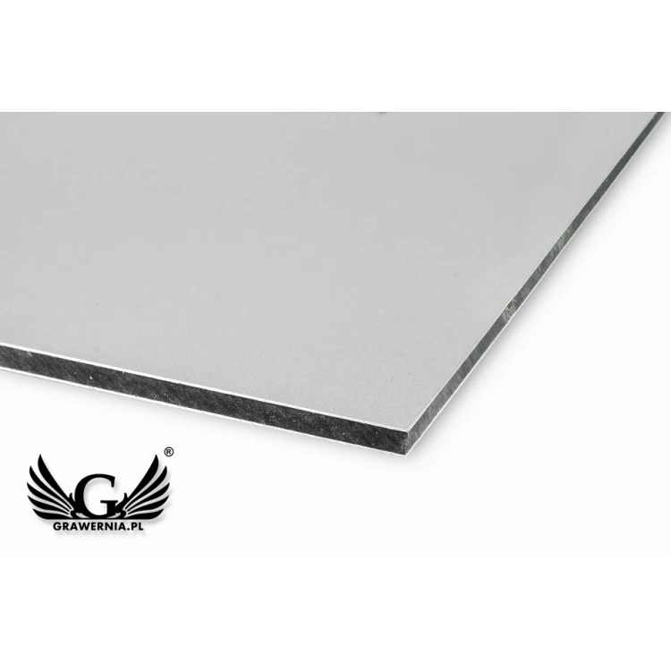 Szyld informacyjny DIBOND MAT srebrny 3mm - druk UV - wym. 400x300mm - SZUV016