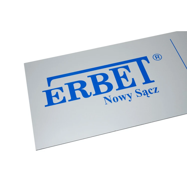 Szyld informacyjny DIBOND MAT srebrny 3mm - druk UV - wym. 900x300mm - SZUV028 