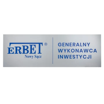Szyld informacyjny DIBOND MAT srebrny 3mm - druk UV - wym. 900x300mm - SZUV028 
