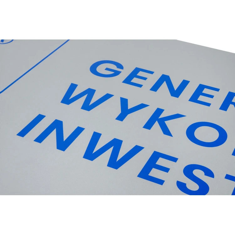 Szyld informacyjny DIBOND MAT srebrny 3mm - druk UV - wym. 900x300mm - SZUV028 