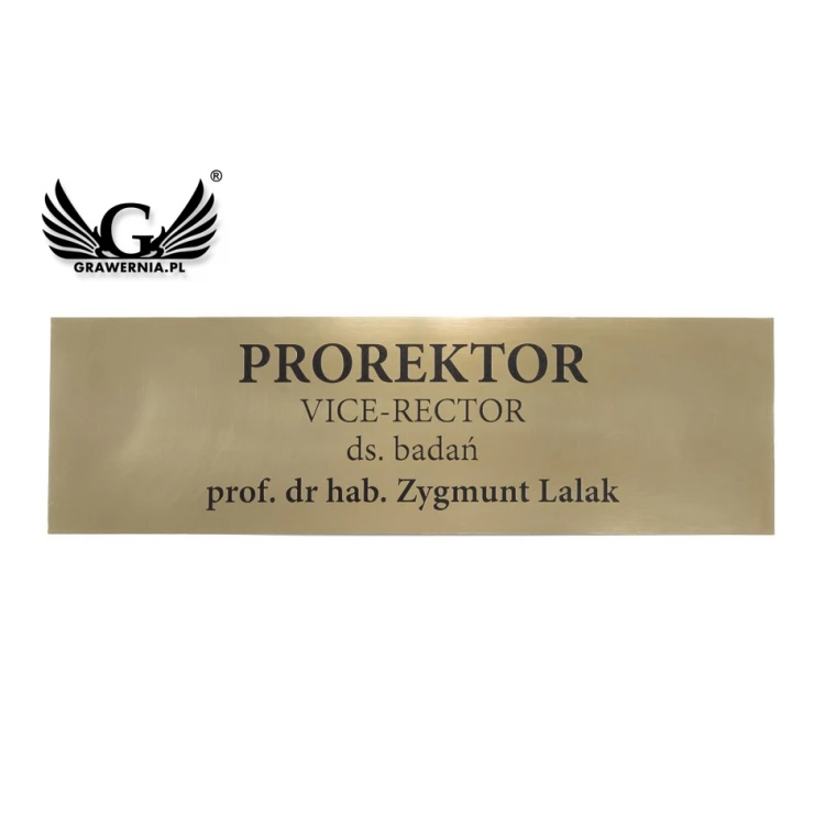 Szyld informacyjny z mosiądzu - polerowany, grawer CNC czerniony - SZ134 - wym. 430x130mm 