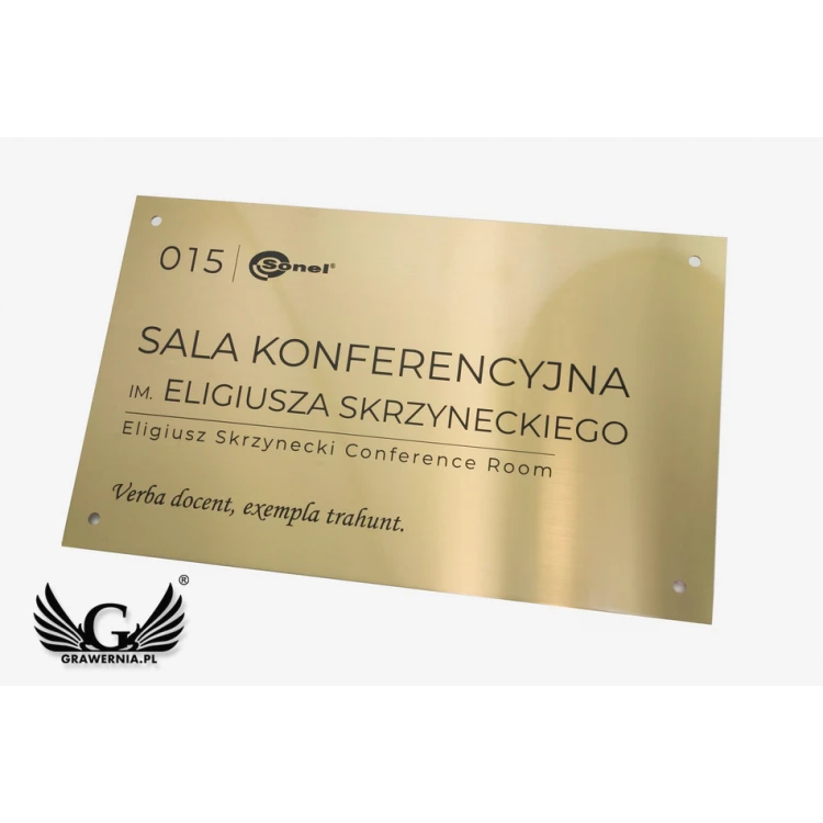 Tablica mosiężna grawerowana - wym. 400x245mm - TAB078 