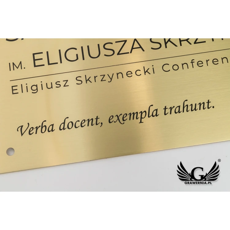 Tablica mosiężna grawerowana - wym. 400x245mm - TAB078 
