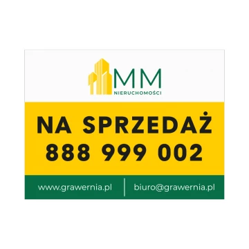 Szyld informacyjny na sprzedaż dla biur nieruchomości - wym. 800x600mm - PCW - druk UV - SZUV029