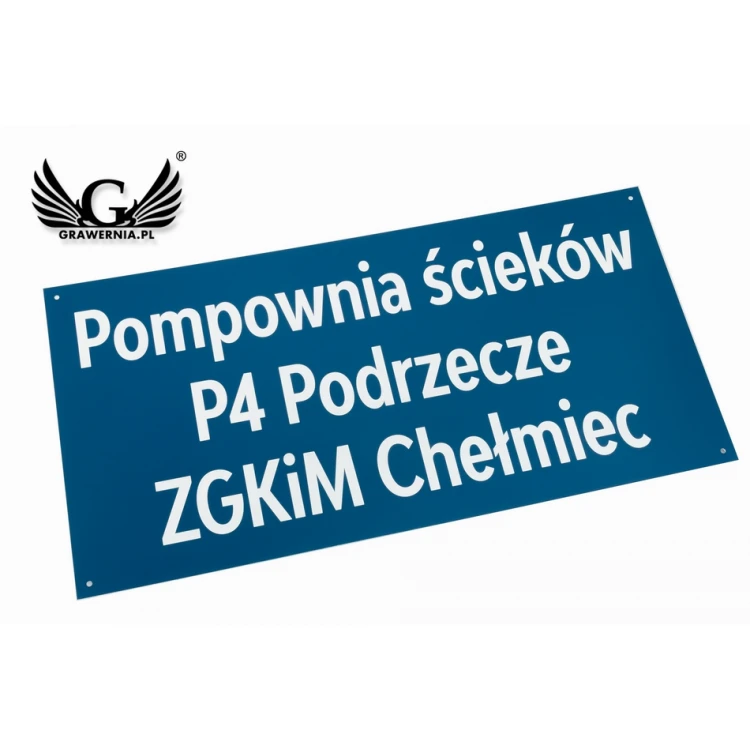 Szyld informacyjny grawerowany - niebieski laminat - SZ129 - wym. 600x300mm