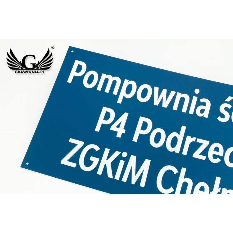 Szyld informacyjny grawerowany - niebieski laminat - SZ129 - wym. 600x300mm