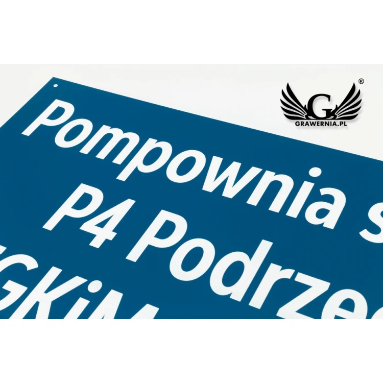 Szyld informacyjny grawerowany - niebieski laminat - SZ129 - wym. 600x300mm