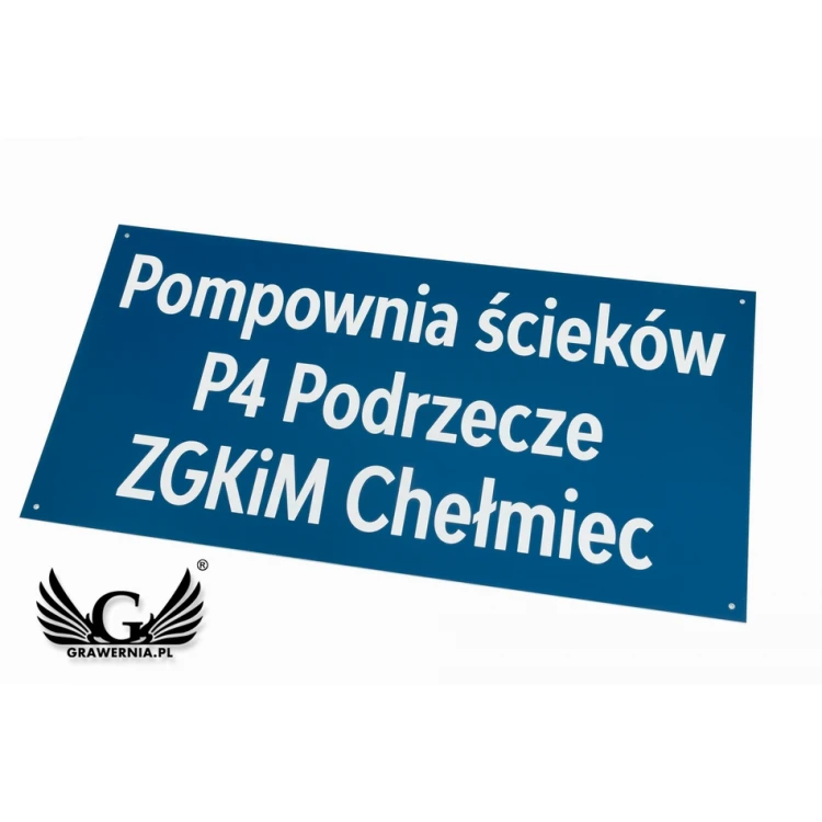 Szyld informacyjny grawerowany - niebieski laminat - SZ129 - wym. 600x300mm