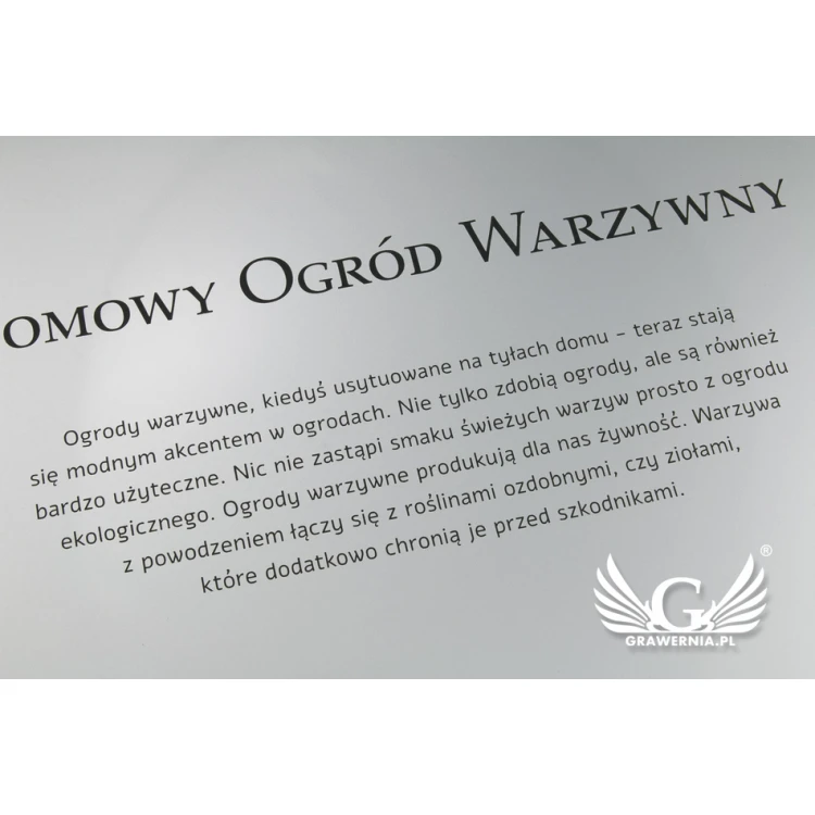 Szyld informacyjny - srebrny matowy laminat grawerski - wym. 450x400mm - SZ116