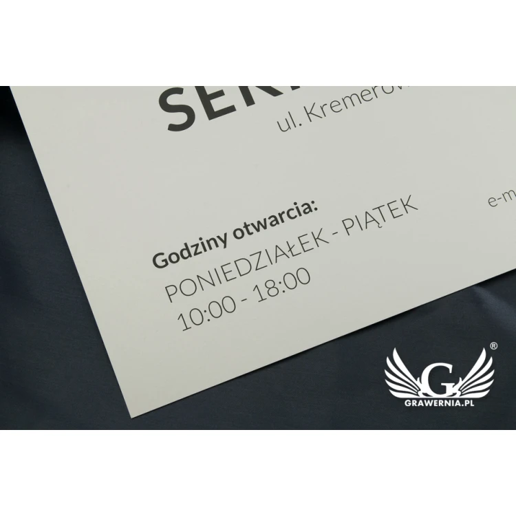 Szyld informacyjny - wym. 420x297mm (A3) - aluminium anodowane 2mm - druk UV - SZUV012