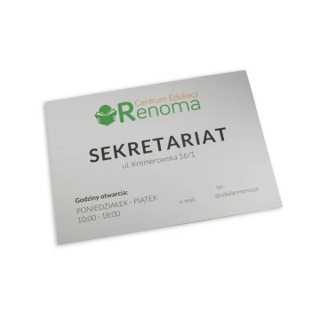 Szyld informacyjny - wym. 420x297mm (A3) - aluminium anodowane 2mm - druk UV - SZUV012