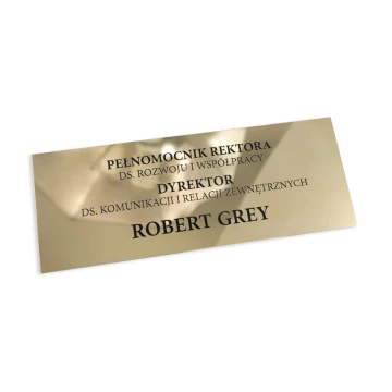 Szyld informacyjny z mosiądzu, tablica mosiężna - polerowany, grawer CNC czerniony - SZ135 - wym. 300x115mm 