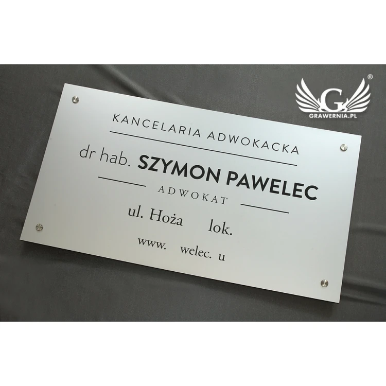 SZYLD KANCELARIA ADWOKACKA - laminat srebrny - SZ075 - wym. 800x440mm