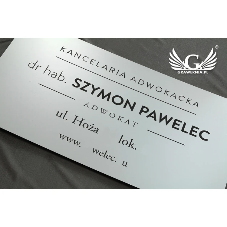 SZYLD KANCELARIA ADWOKACKA - laminat srebrny - SZ075 - wym. 800x440mm