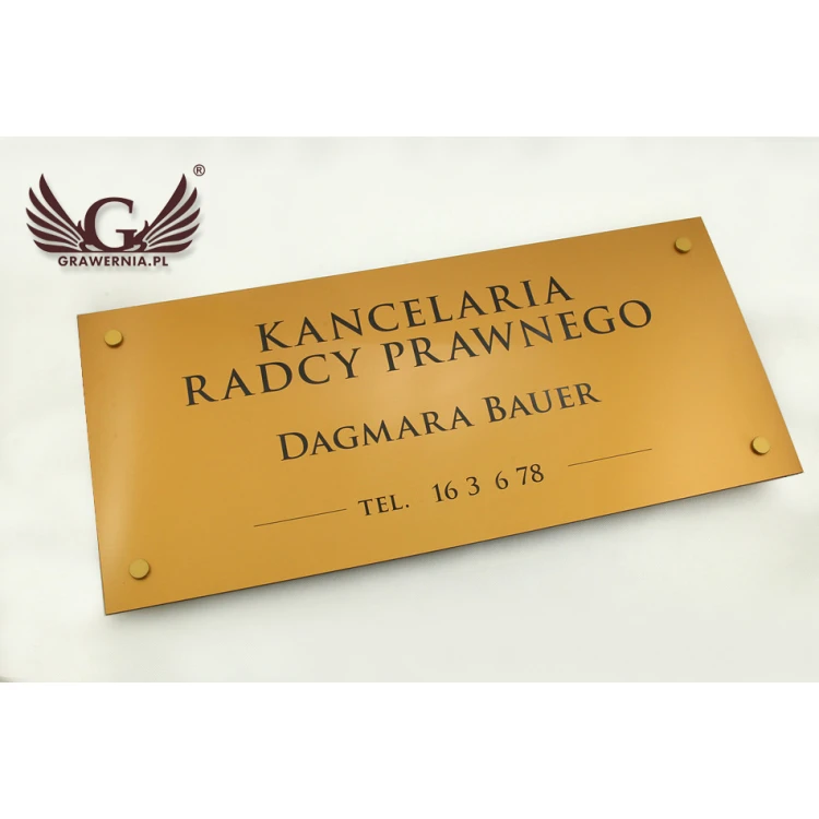 SZYLD KANCELARIA RADCY PRAWNEGO - laminat złoty - SZ093 - wym. 600x300mm