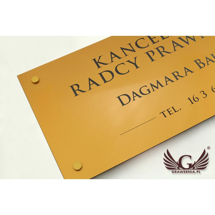 SZYLD KANCELARIA RADCY PRAWNEGO - laminat złoty - SZ093 - wym. 600x300mm