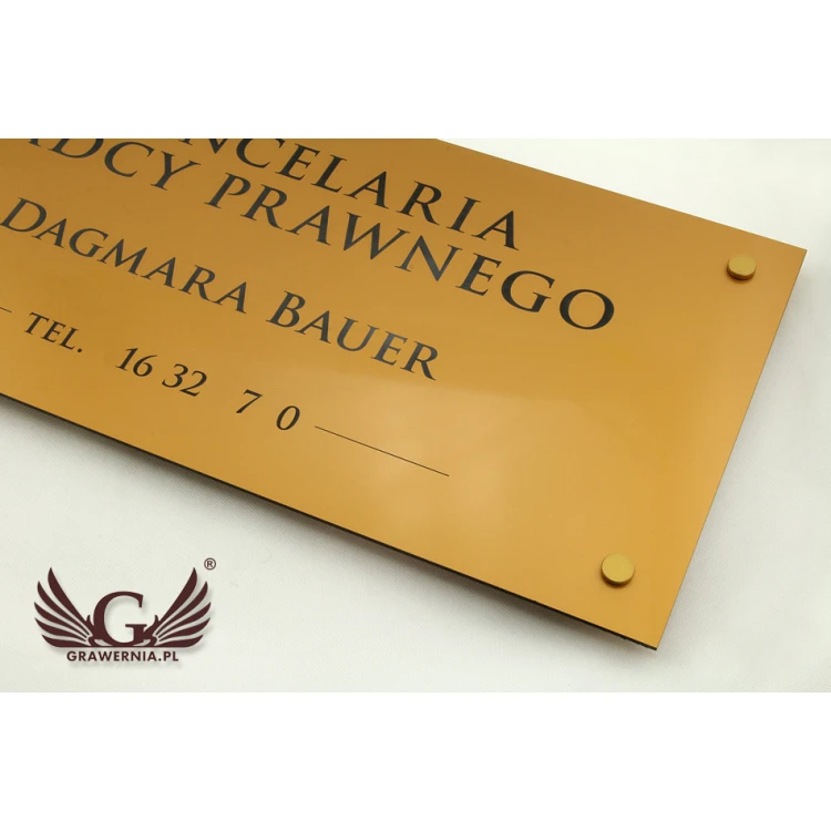 SZYLD KANCELARIA RADCY PRAWNEGO - laminat złoty - SZ093 - wym. 600x300mm