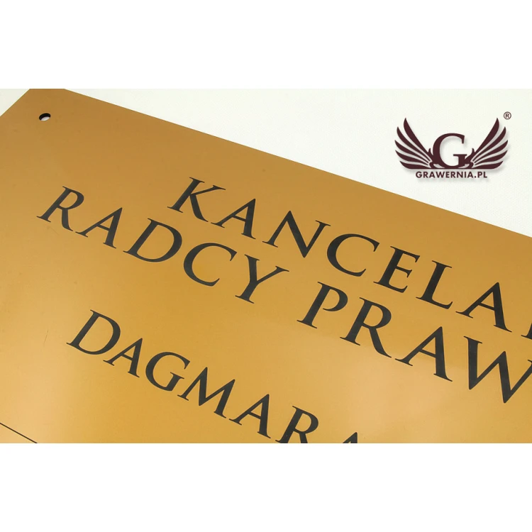 SZYLD KANCELARIA RADCY PRAWNEGO - laminat złoty - SZ093 - wym. 600x300mm