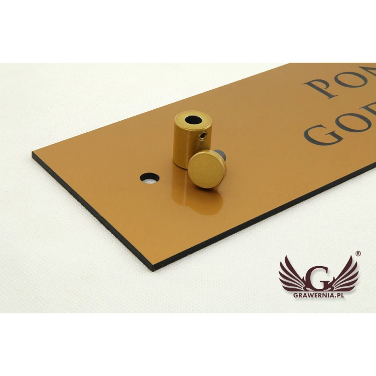 SZYLD KANCELARIA - godziny otwarcia - złoty matowy laminat grawerski - SZ092 - wym. 600x100mm 