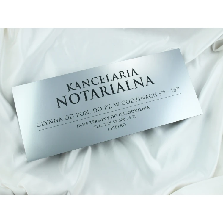 Kancelaria czynna - godziny otwarcia - SZ032 - srebrny - wym. 50x21cm