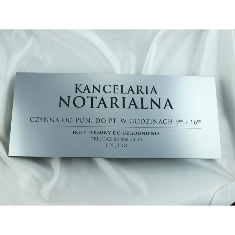 Kancelaria czynna - godziny otwarcia - SZ032 - srebrny - wym. 50x21cm