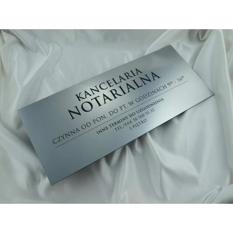 Kancelaria czynna - godziny otwarcia - SZ032 - srebrny - wym. 50x21cm