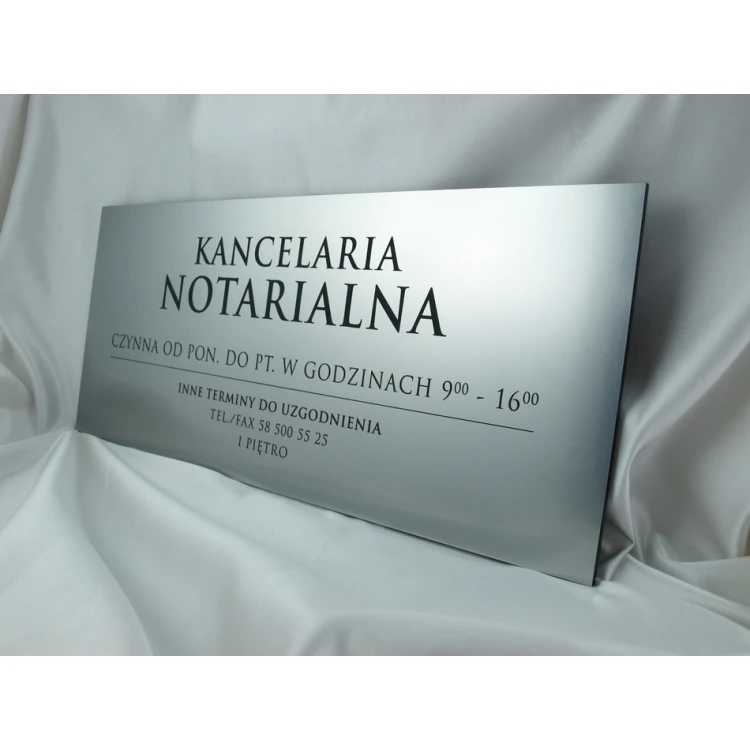 Kancelaria czynna - godziny otwarcia - SZ032 - srebrny - wym. 50x21cm