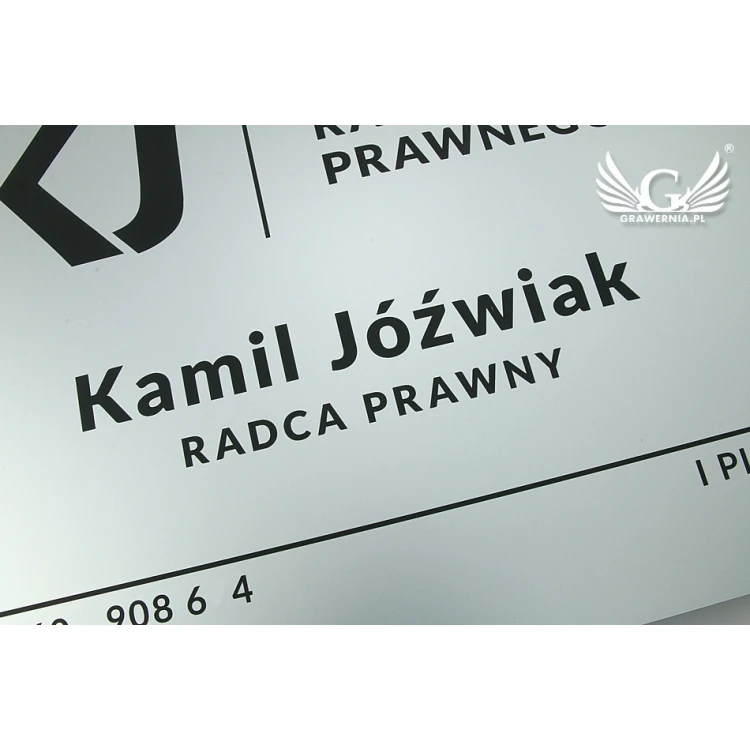 SZYLD KANCELARIA RADCY PRAWNEGO - srebrny - SZ035 -  wym. 500x350mm