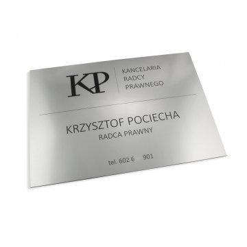 SZYLD KANCELARIA RADCY PRAWNEGO - srebrny - SZ035 -  wym. 500x350mm