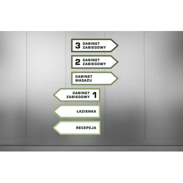 Szyld kierunkowy z dowolną treścią i numeracją - wym. 700x200mm - PVC - SZUV026