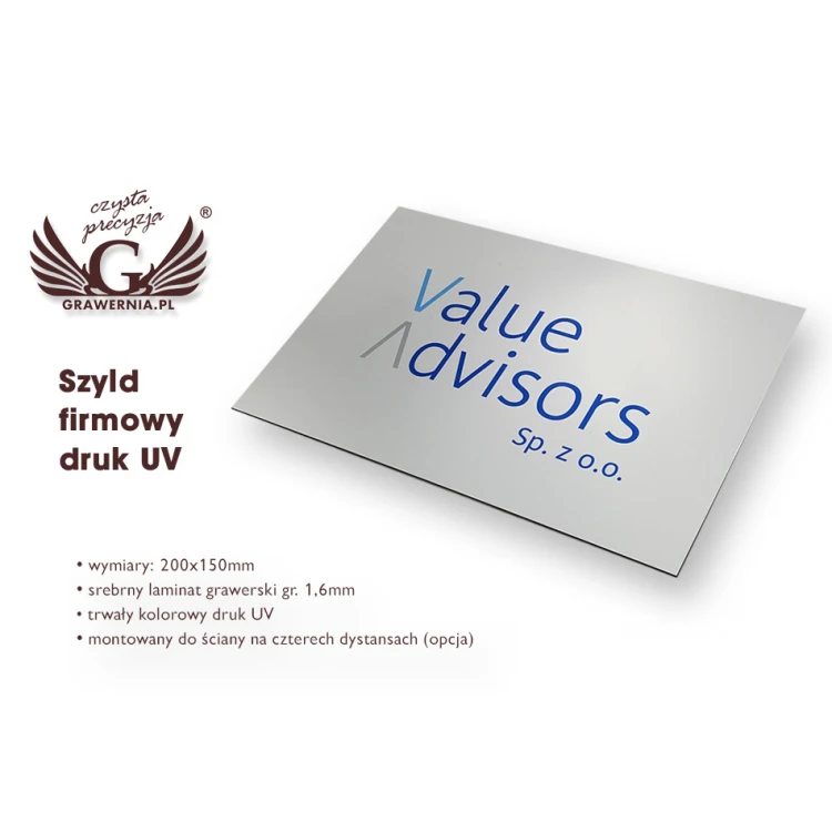 SZYLD KOLOROWY - LAMINAT GRAWERSKI gr. 1,6mm - wym. 200x150mm - DRUK UV - SZUV001 
