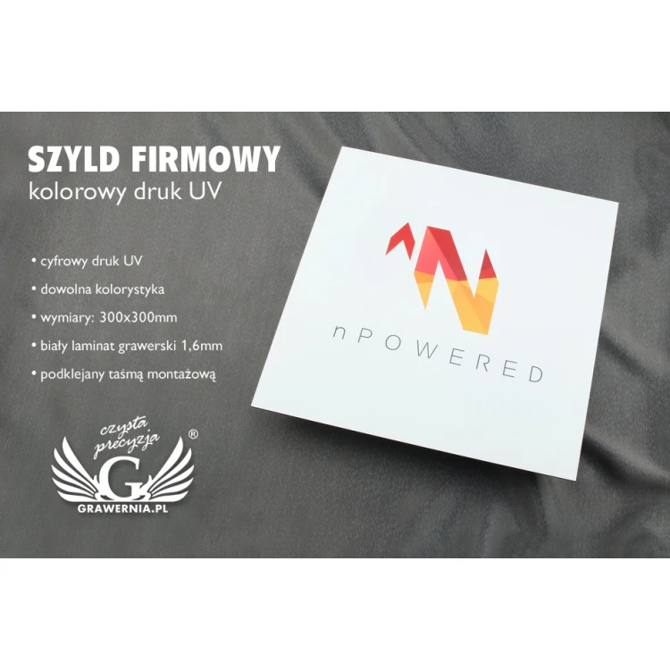 SZYLD KOLOROWY - LAMINAT GRAWERSKI gr. 1,6mm - wym. 300x300mm - DRUK UV - SZUV002 