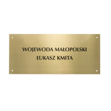 Szyld - mosiądz szczotkowany gr. 1,6mm, cyfrowy nadruk UV - wym. 340x150mm - TAB115