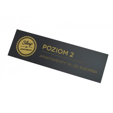 Szyld na drzwi lub ścianę - czarny laminat grawerski mat exterior - SZ110 - wym. 300x90mm