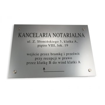 SZYLD NOTARIUSZA - adres i strzalka - SZ027 - wym. 50x35cm