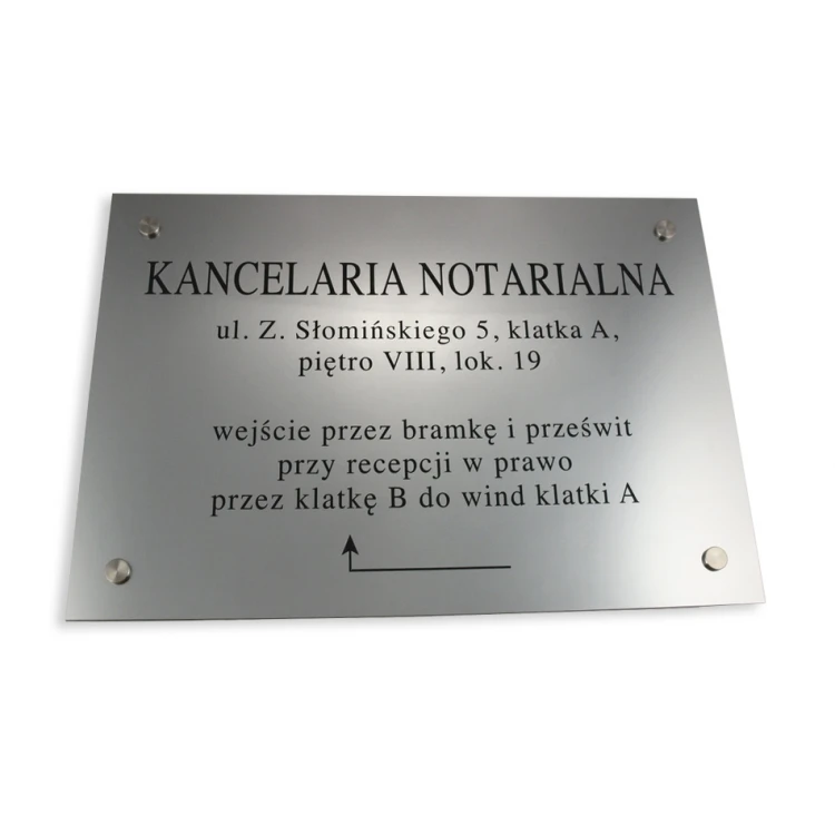 SZYLD NOTARIUSZA - adres i strzalka - SZ027 - wym. 50x35cm