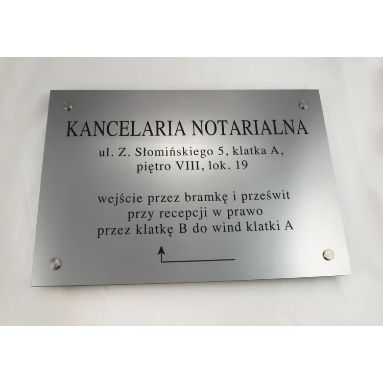 SZYLD NOTARIUSZA - adres i strzalka - SZ027 - wym. 50x35cm