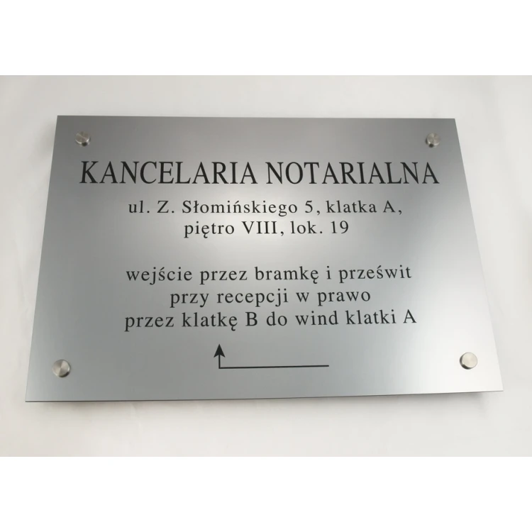 SZYLD NOTARIUSZA - adres i strzalka - SZ027 - wym. 50x35cm