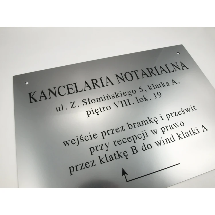 SZYLD NOTARIUSZA - adres i strzalka - SZ027 - wym. 50x35cm