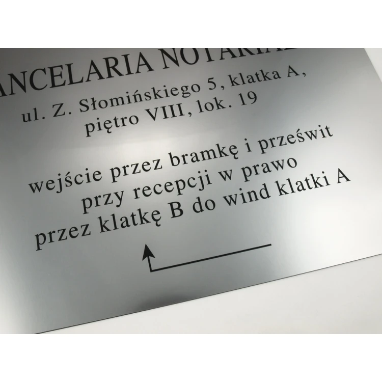 SZYLD NOTARIUSZA - adres i strzalka - SZ027 - wym. 50x35cm