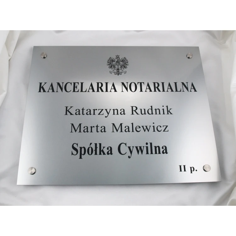 SZYLD NOTARIUSZA - szyld główny dwunazwiskowy dla spółki cywilnej - SZ025 - wym. 50x40cm