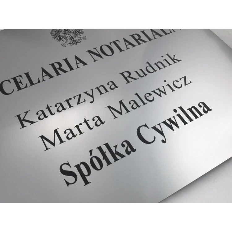 SZYLD NOTARIUSZA - szyld główny dwunazwiskowy dla spółki cywilnej - SZ025 - wym. 50x40cm