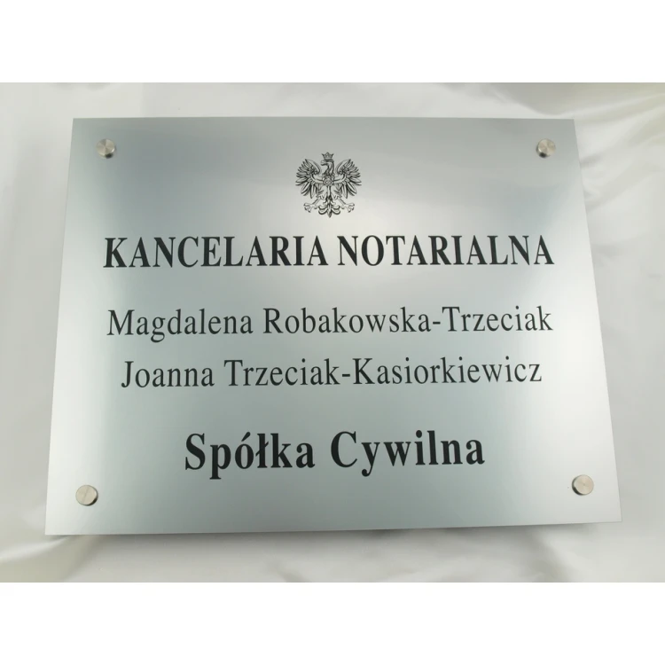 SZYLD NOTARIUSZA - szyld główny dwunazwiskowy dla spółki cywilnej - SZ025 - wym. 50x40cm