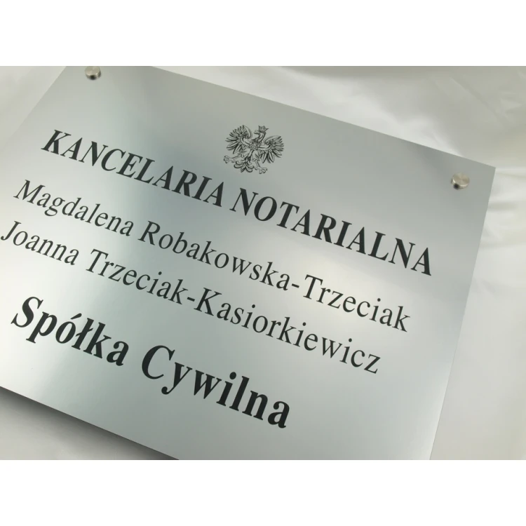 SZYLD NOTARIUSZA - szyld główny dwunazwiskowy dla spółki cywilnej - SZ025 - wym. 50x40cm