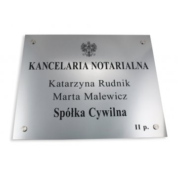 SZYLD NOTARIUSZA - szyld główny dwunazwiskowy dla spółki cywilnej - SZ025 - wym. 50x40cm