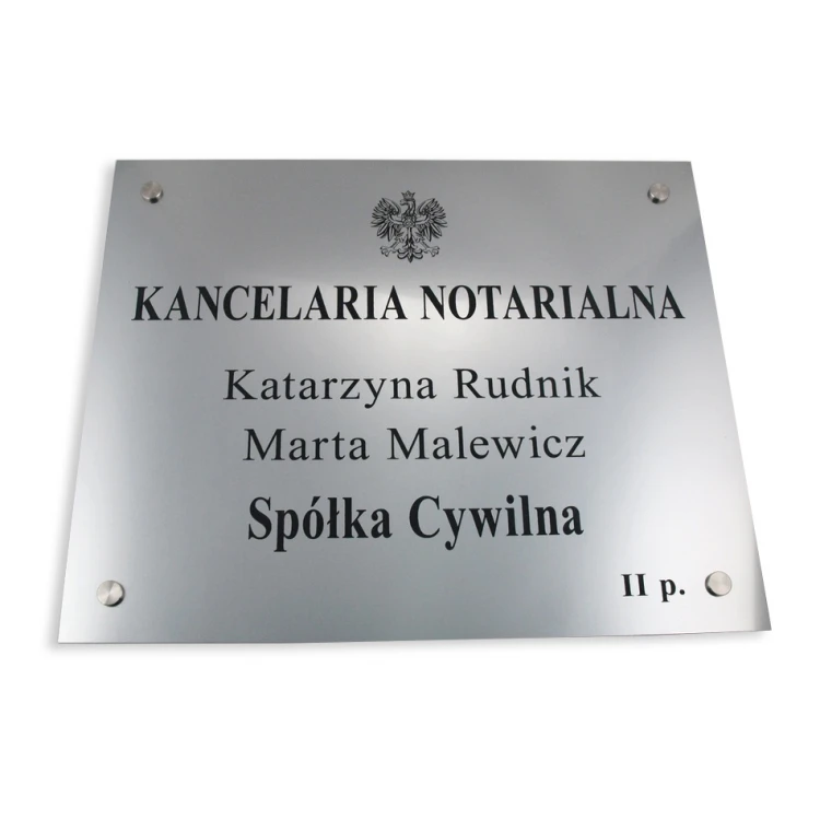 SZYLD NOTARIUSZA - szyld główny dwunazwiskowy dla spółki cywilnej - SZ025 - wym. 50x40cm