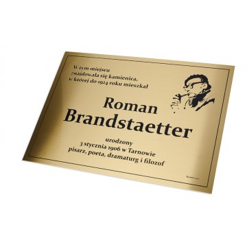 Szyld mosiężny grawerowany - mosiądz szczotkowany - grawer CNC - wym. 400x283mm - TAB172