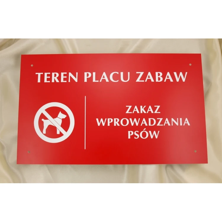 Szyld TEREN PLACU ZABAW ZAKAZ WPROWADZANIA PSÓW - SZ017 - wym. 500x300mm